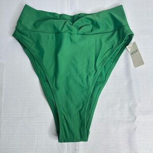 Aerie Women’s  High Rise Cheeky Cut Green Bikini Bottom Size Small NWT